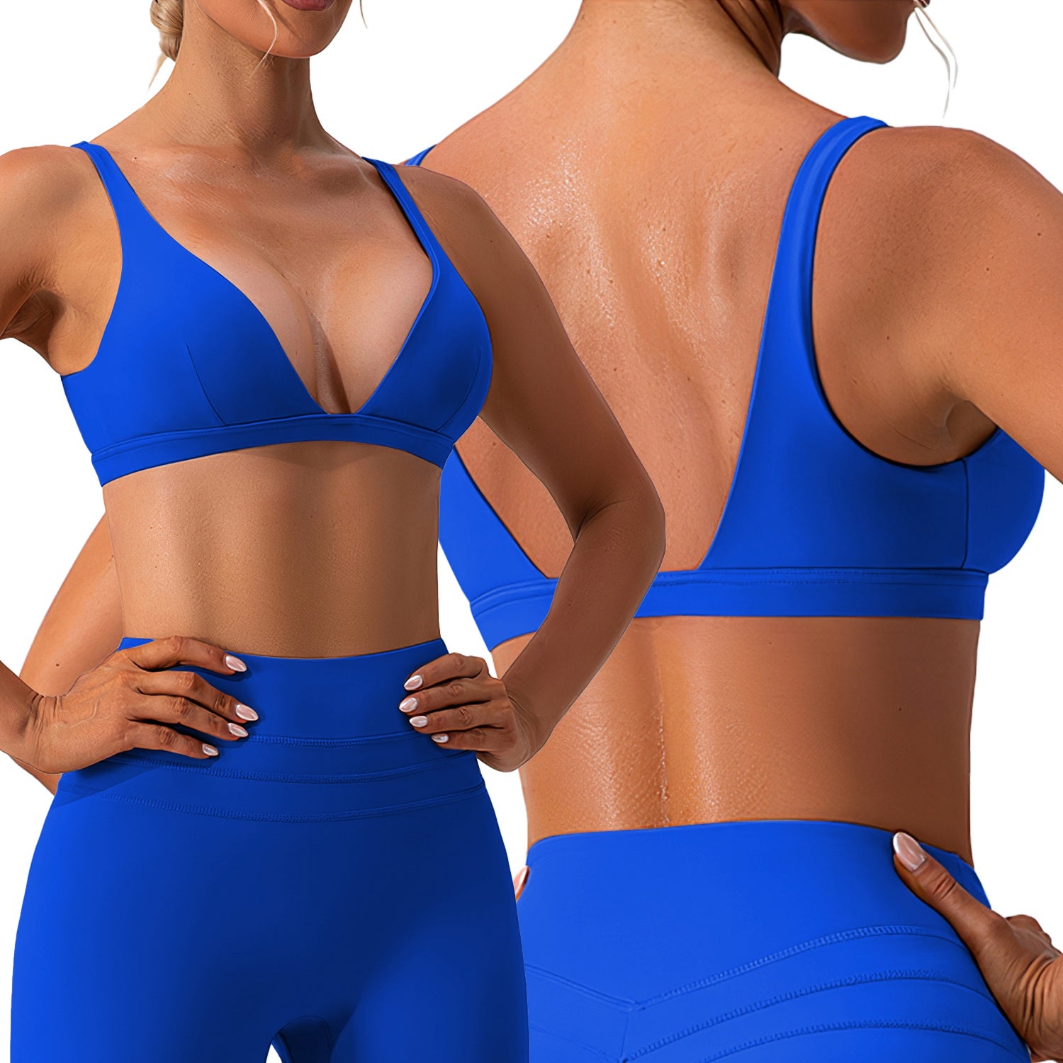 Sexy V-Neck U-Back Breathable Sports Bra - 5 Colors, S-XL - cas7m