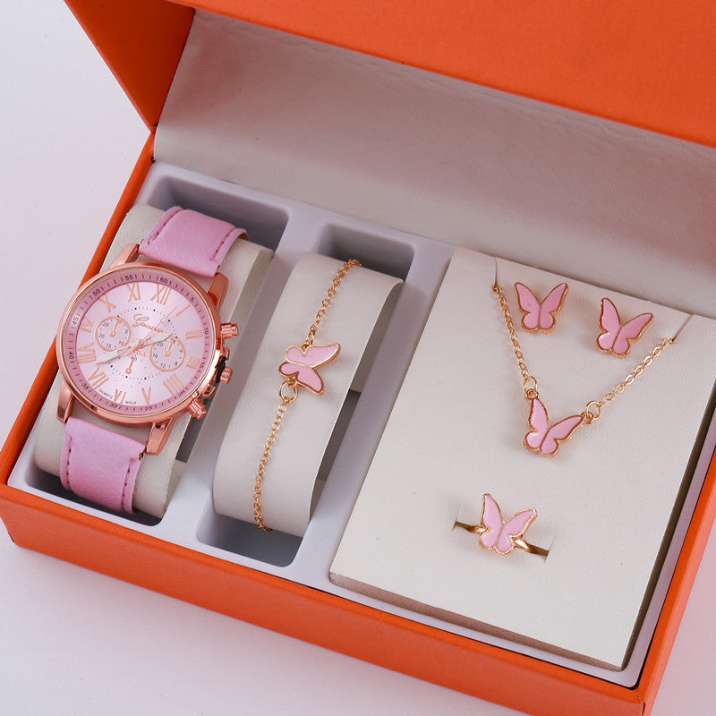 Ladies Graduated Belt Watch Jewelry Set - cas7m