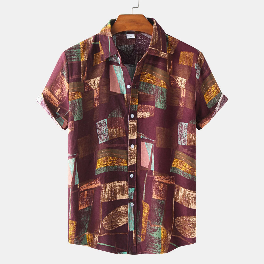 Casual Men's Cotton And Linen Short Sleeve Shirt Hawaiian Short Sleeve Printed Shirt Men - cas7m