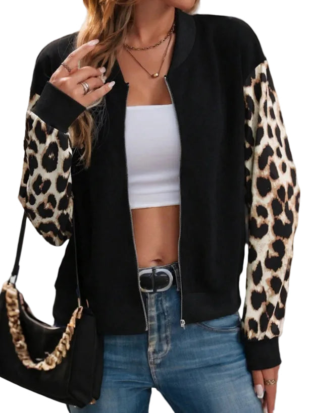 Floral Print Zip Up Jacket - cas7m