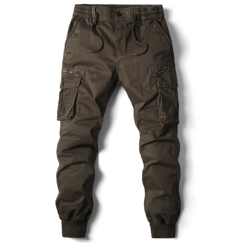 Solid Color Skinny Pants Multi-pocket Men's Working Pants - cas7m