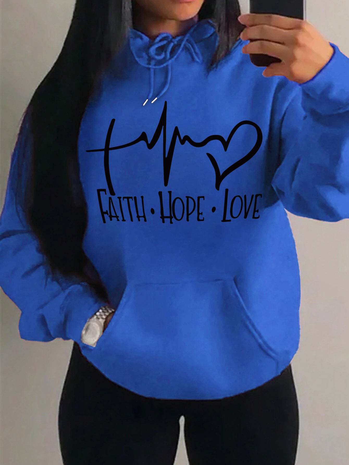 Faith Hope Love Letter Graphic Women Hoodie - cas7m
