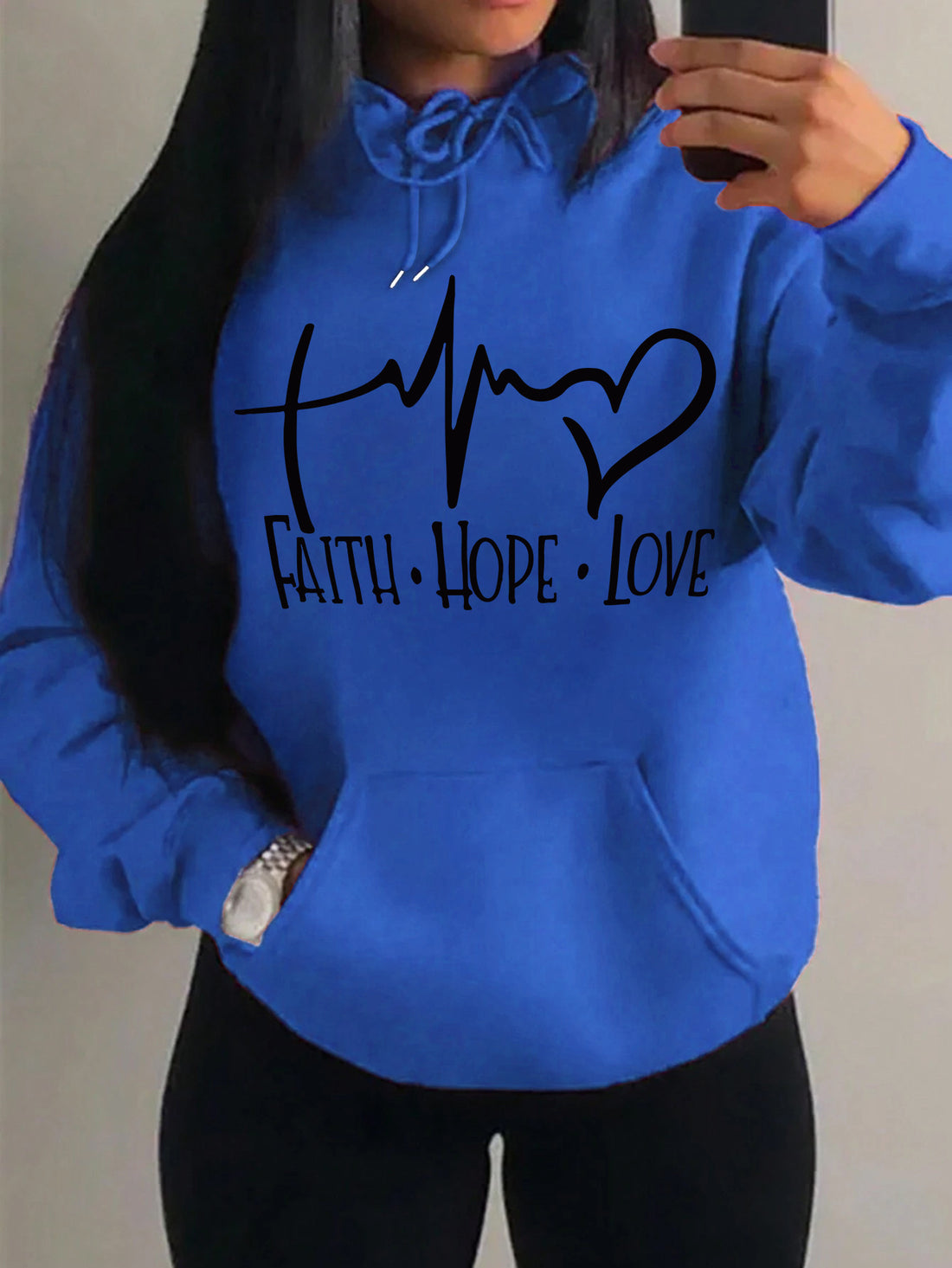 Faith Hope Love Letter Graphic Women Hoodie - cas7m