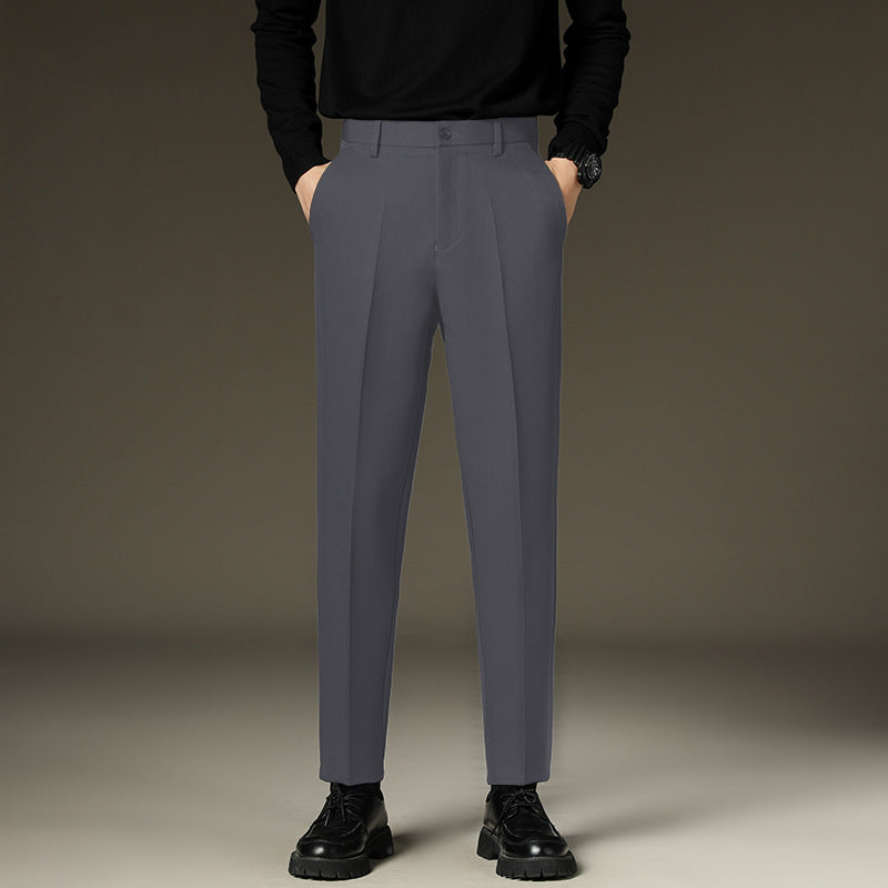 Men's Straight Fluffy Fleece Padded Suit Pants - cas7m