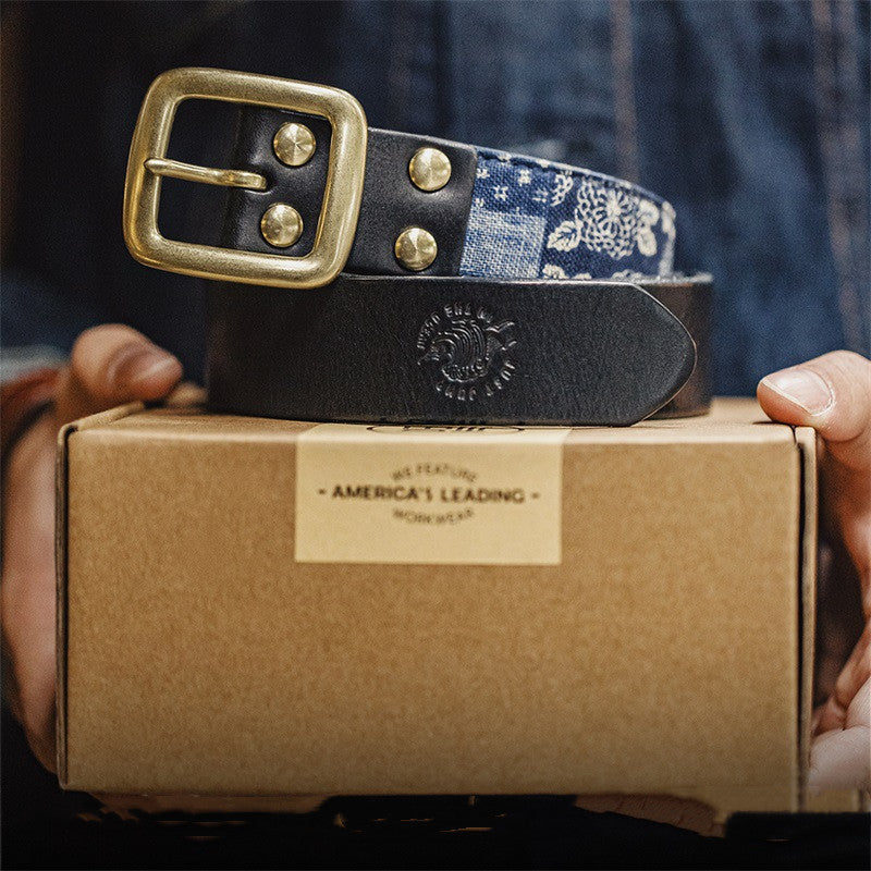 First Layer Cowhide Vintage Belt Men - cas7m