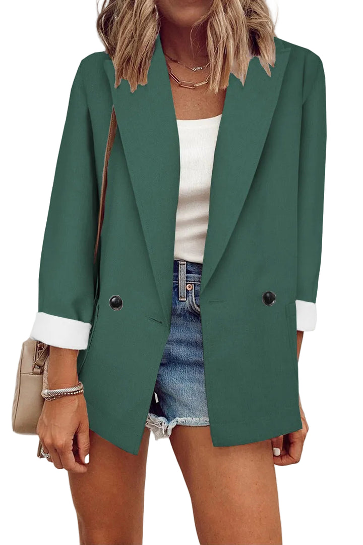 Elegant Women's Double-Breasted Blazer – Stylish, Comfy, Versatile - cas7m