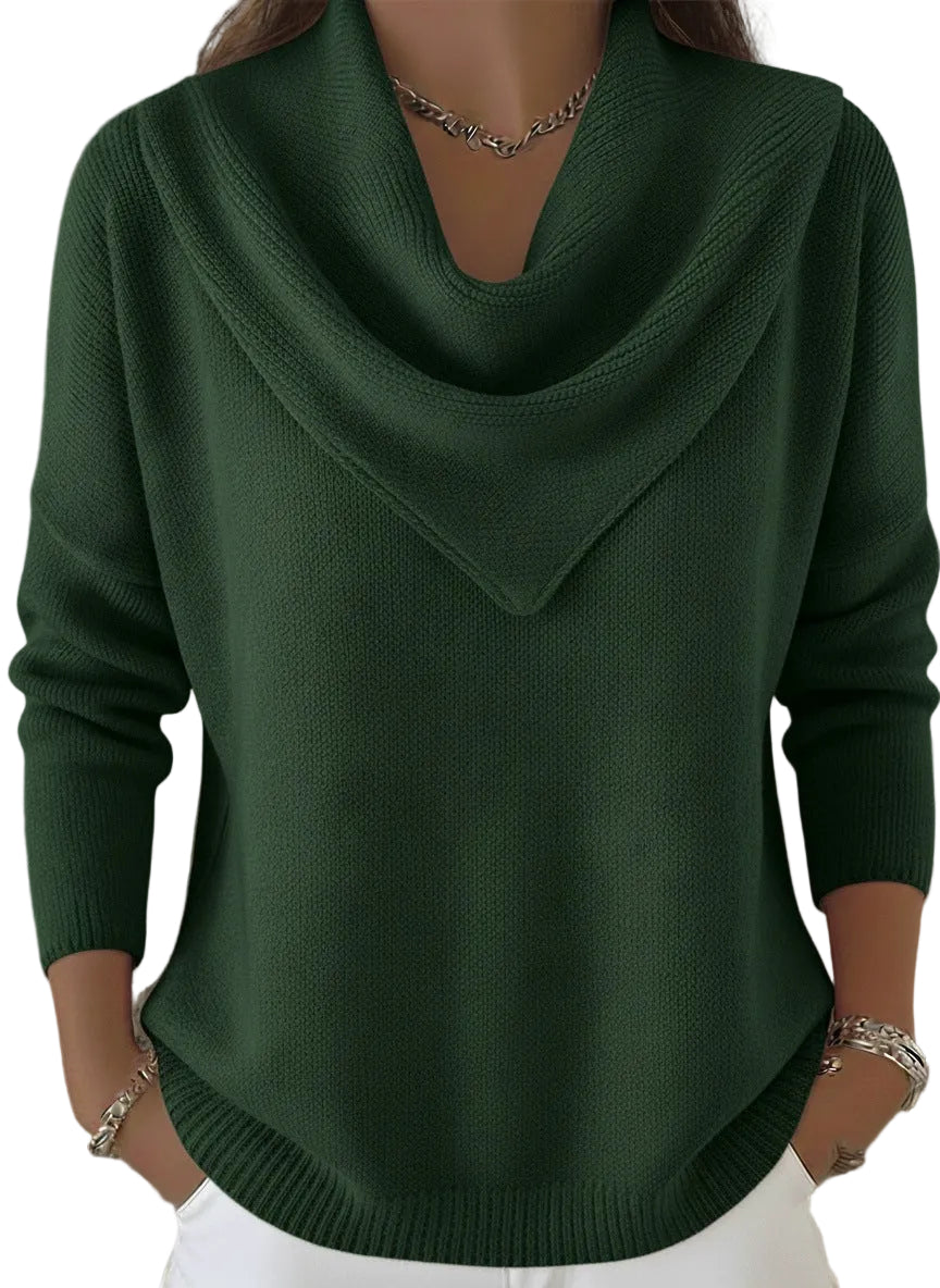 Womens Solid-color Long-sleeve Sweater Top - cas7m