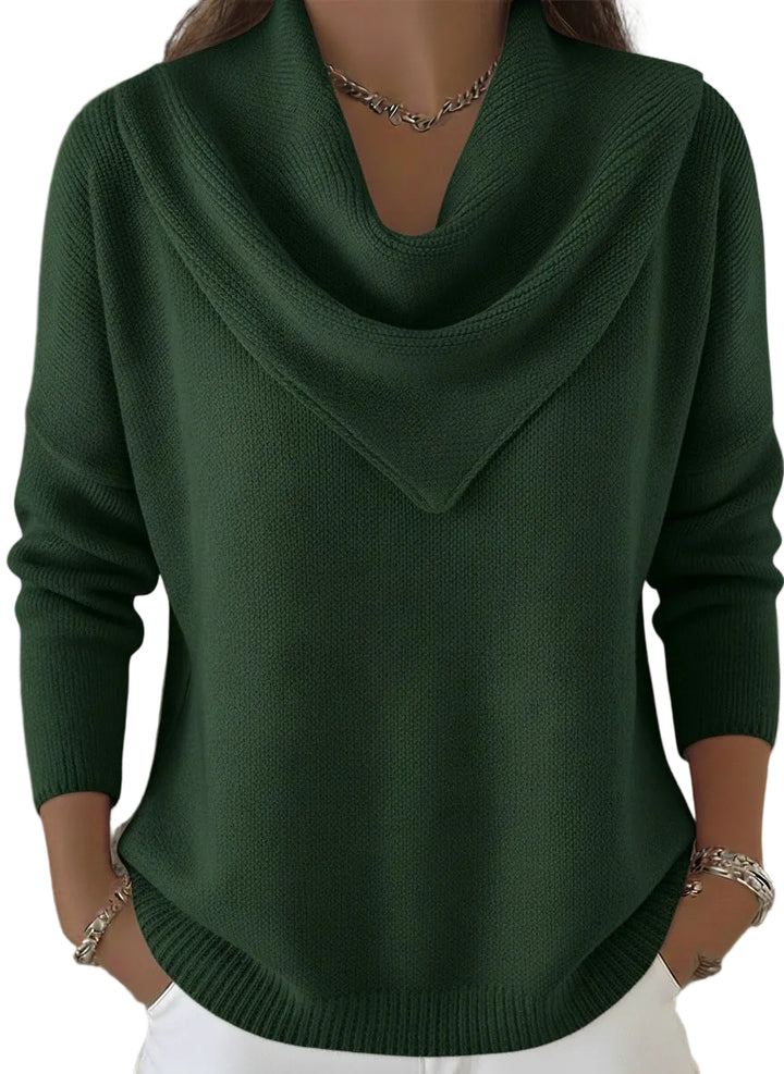 Womens Solid-color Long-sleeve Sweater Top - cas7m