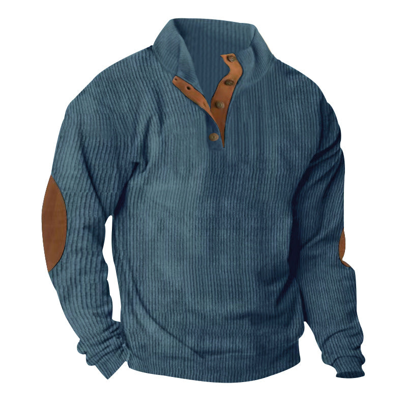Corduroy Casual Stand Collar Long-sleeved Sweater - cas7m