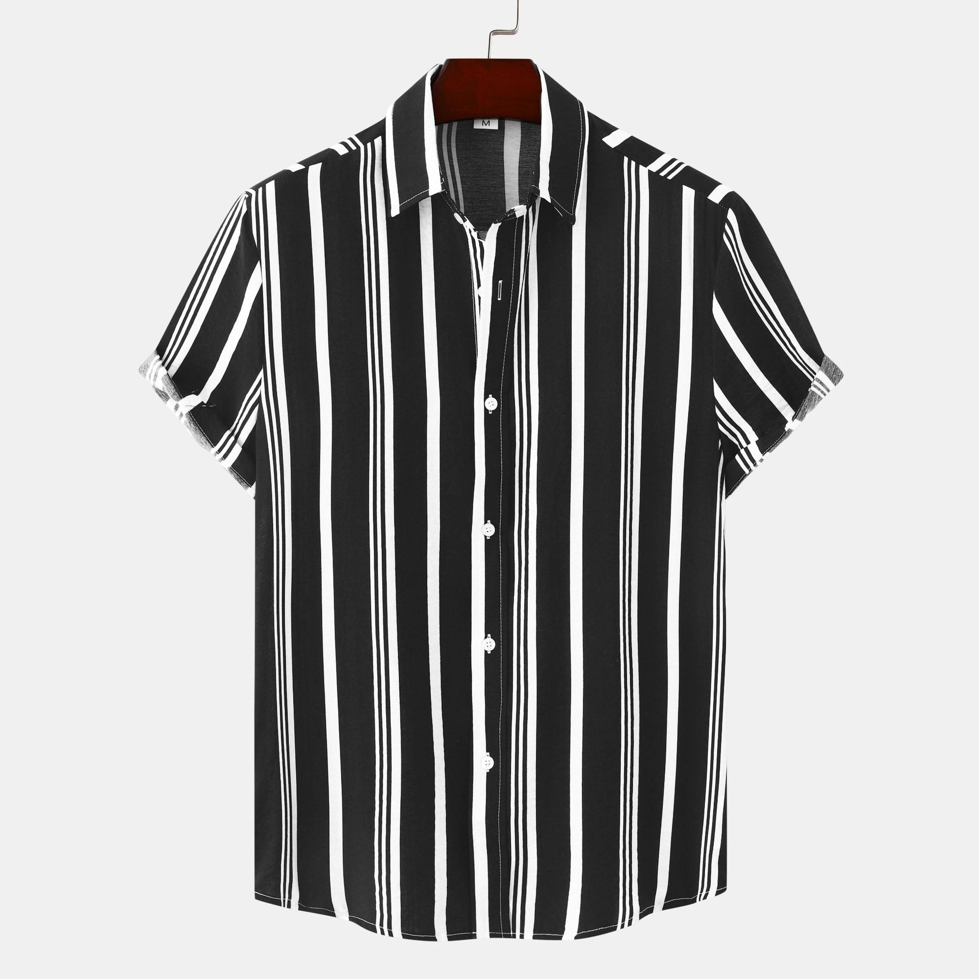 Men's Casual Striped Printed Short Sleeve Shirt - cas7m