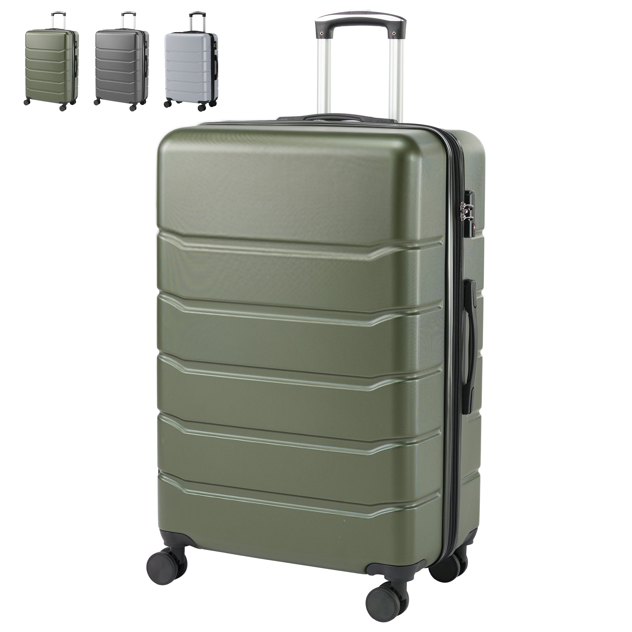 Hard Shell Carry On Suitcase, ABS Spinner Wheel Luggage, Lightweight And Expandable Rolling Travel Bag - cas7m
