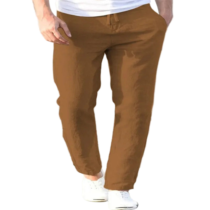 Men's Linen Summer Casual Pants Drawstring Trousers - cas7m