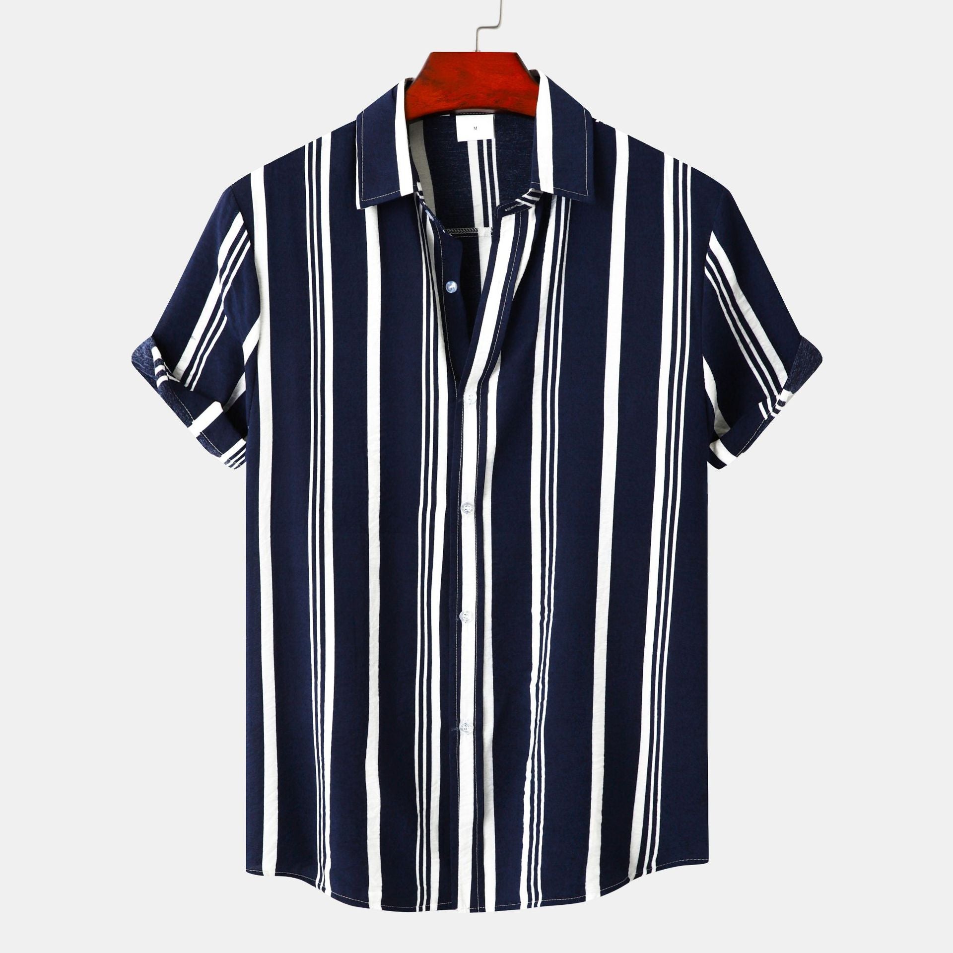 Men's Casual Striped Printed Short Sleeve Shirt - cas7m