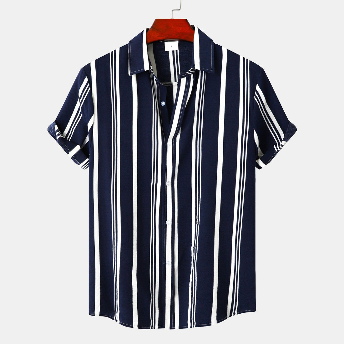 Men's Casual Striped Printed Short Sleeve Shirt - cas7m
