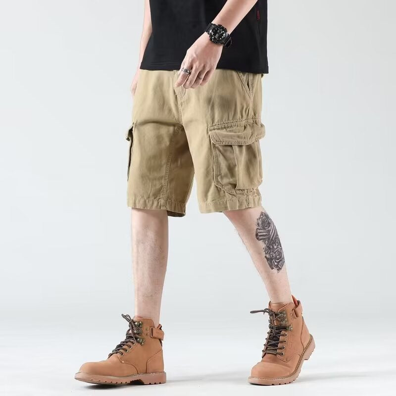 Heavy American Wear-resistant Overalls Shorts Men - cas7m