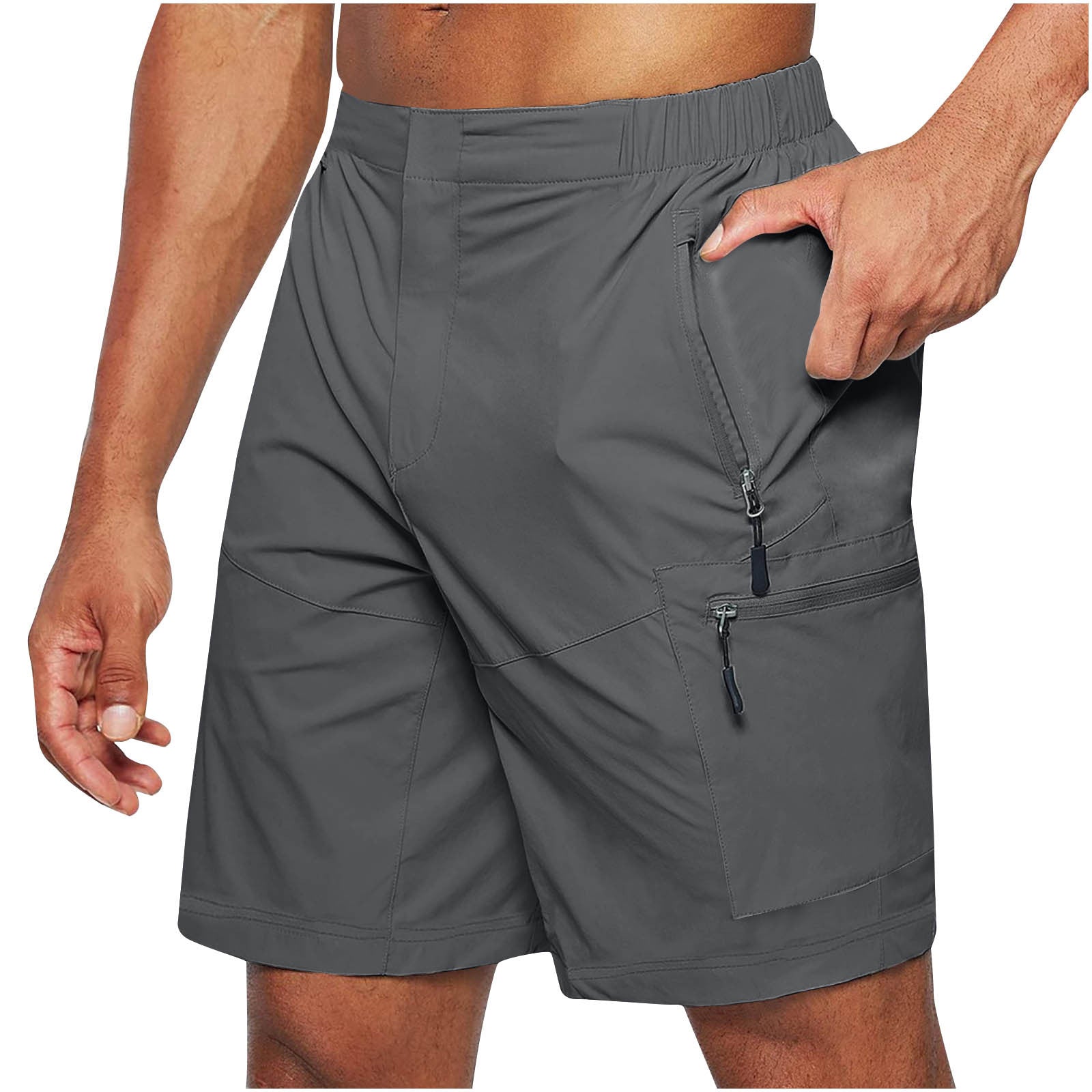 Men'S Casual Elastic Waist Strap Summer Shorts Casual Fit Fashion Outdoor Long Shorts For Men Knee-Length Straight Leg Pants Shorts - cas7m