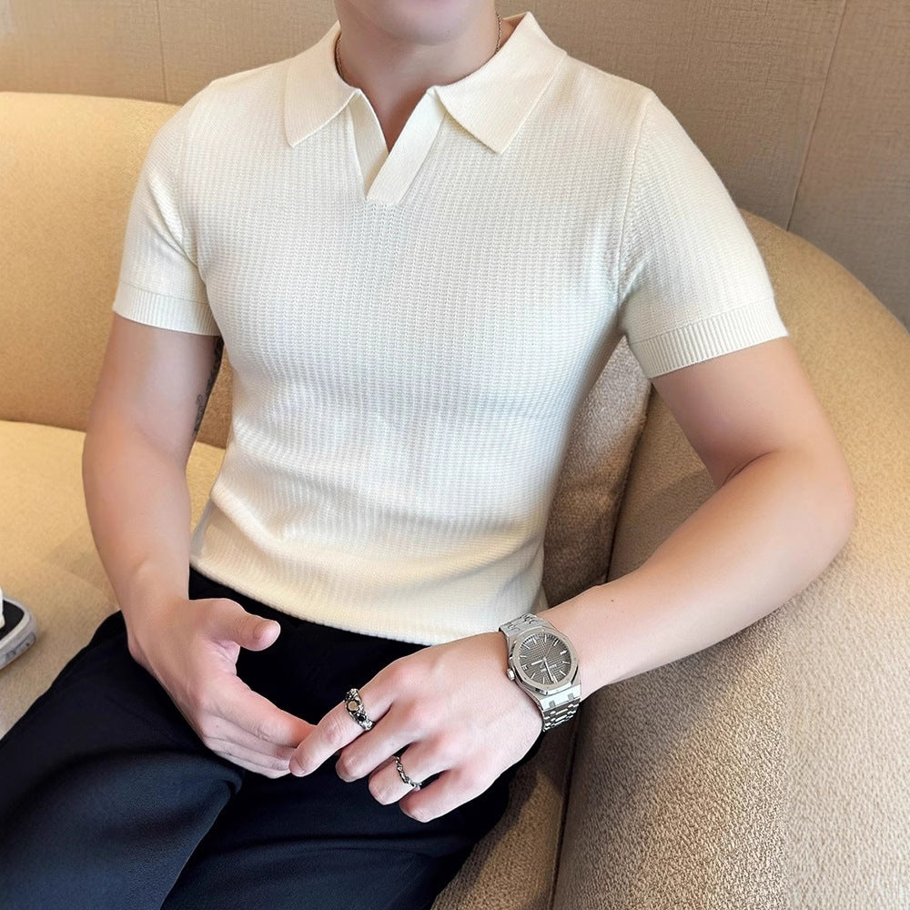 Fashion Summer Thin Knitted Polo Shirt For Men - cas7m