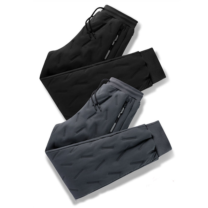 Men's Trousers Winter Velvet Thickening Loose Fleece Pants With Zip Pocket Large Size Windproof Warm Jogging Pants - cas7m