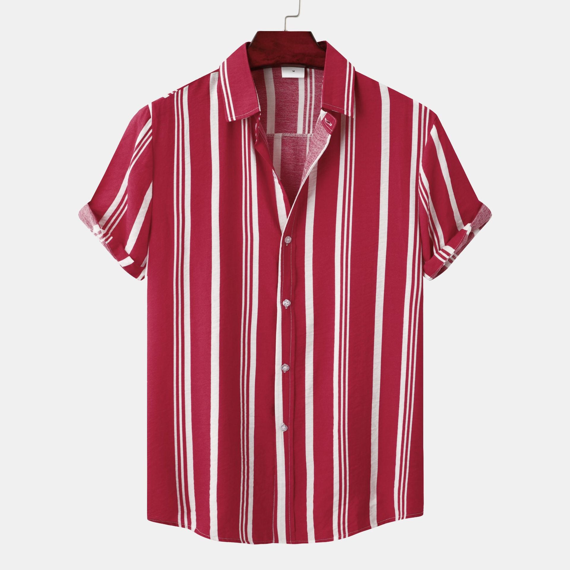 Men's Casual Striped Printed Short Sleeve Shirt - cas7m