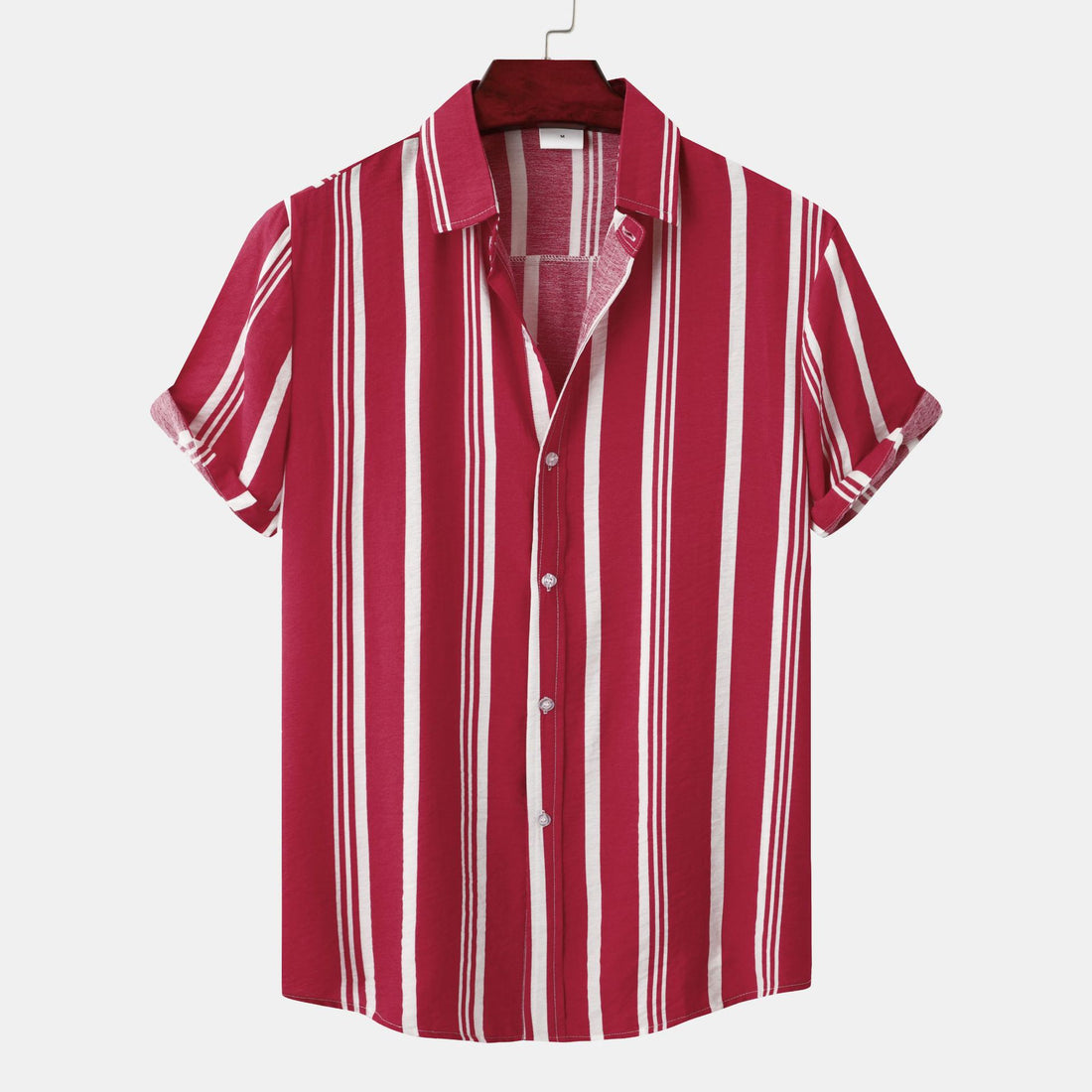 Men's Casual Striped Printed Short Sleeve Shirt - cas7m