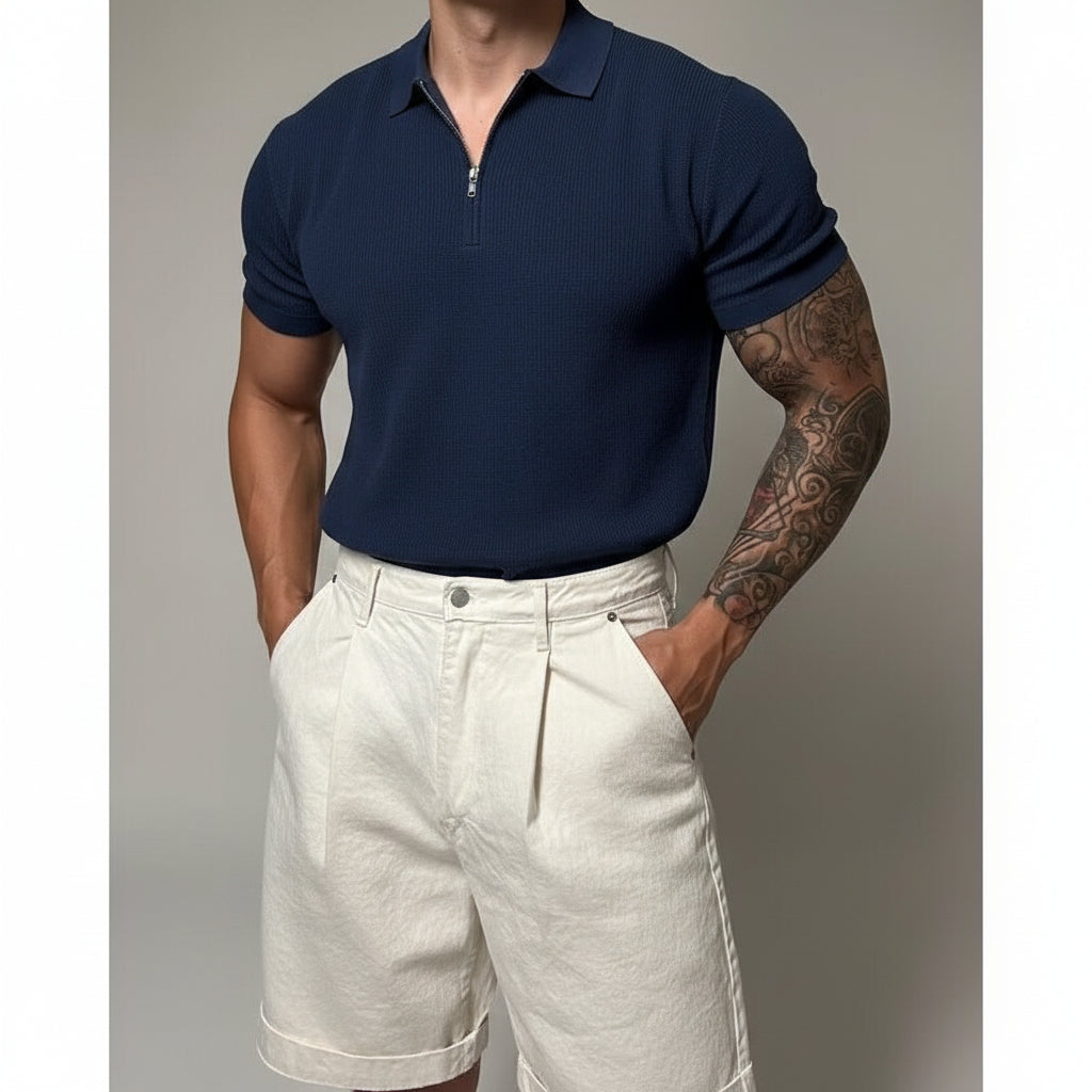 Men's Solid Color Casual Half Sleeve Bottoming Shirt - cas7m