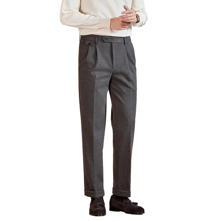 Mens Wool Suit Pants Thickened Straight-Leg Business-Casual Trousers - cas7m