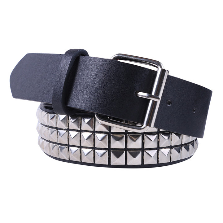 Hollow Rivet Belt PU Waistband Temperament Men And Women - cas7m