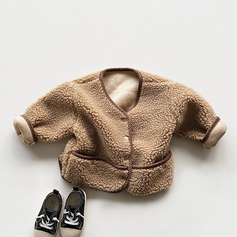 Children's Fur Coat Boys And Girls Plush Jacket - cas7m