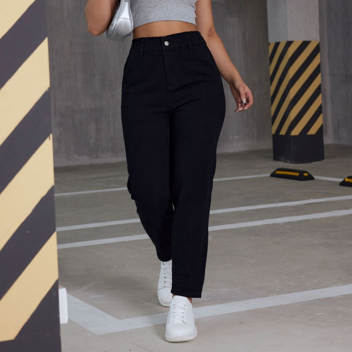 Women's Casual Elastic Straight Jeans - cas7m