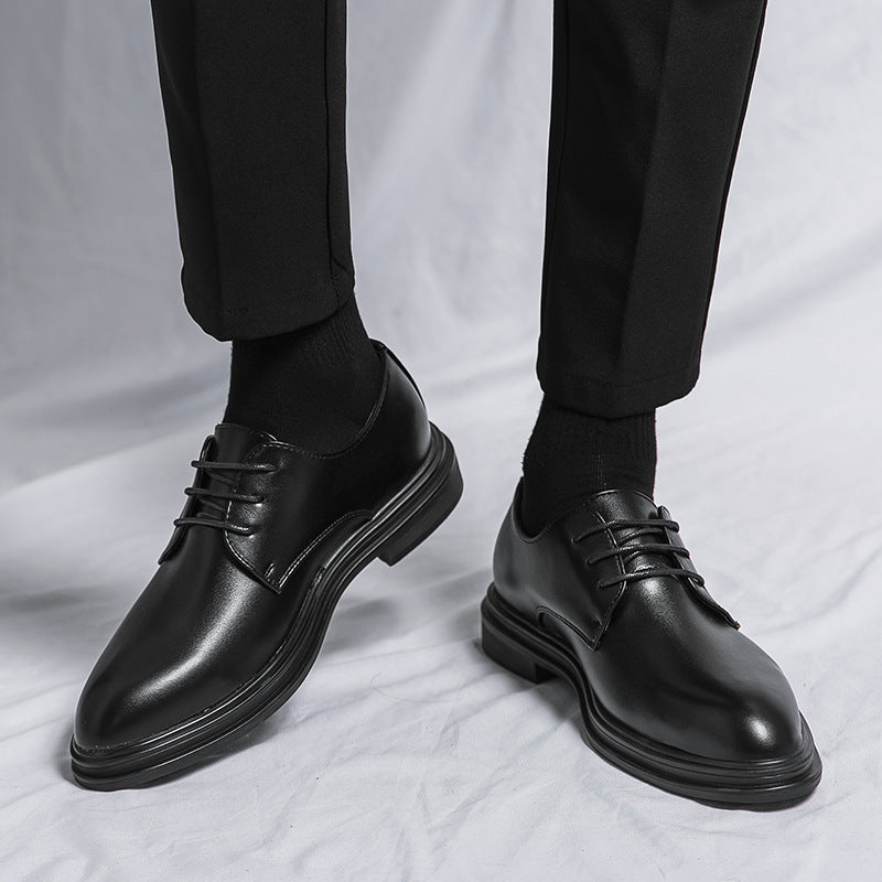 Glossy Pointed Business Leather Shoes Men's British Fashion - cas7m