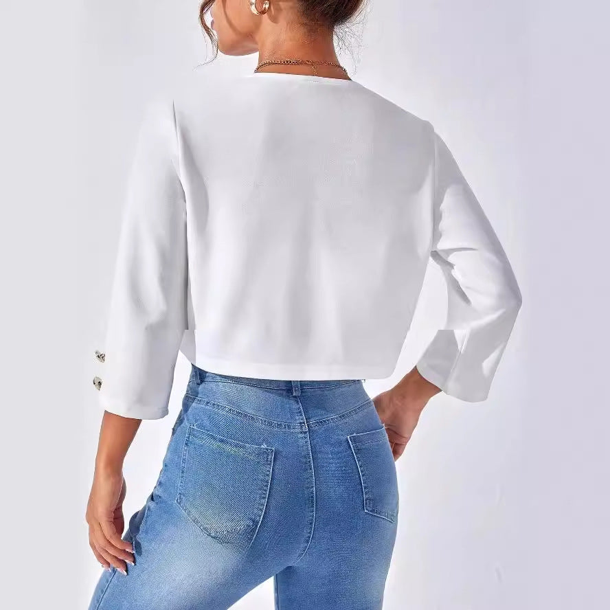 Solid Color Slit Bomber Jacket - cas7m