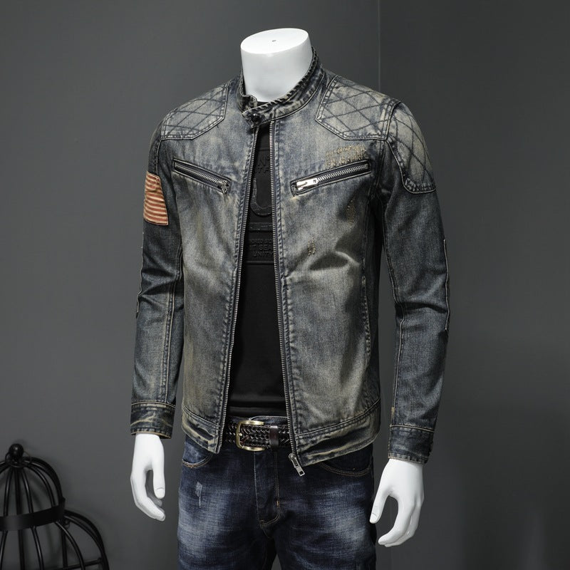 Men's Personalized Patch Denim Jacket - cas7m