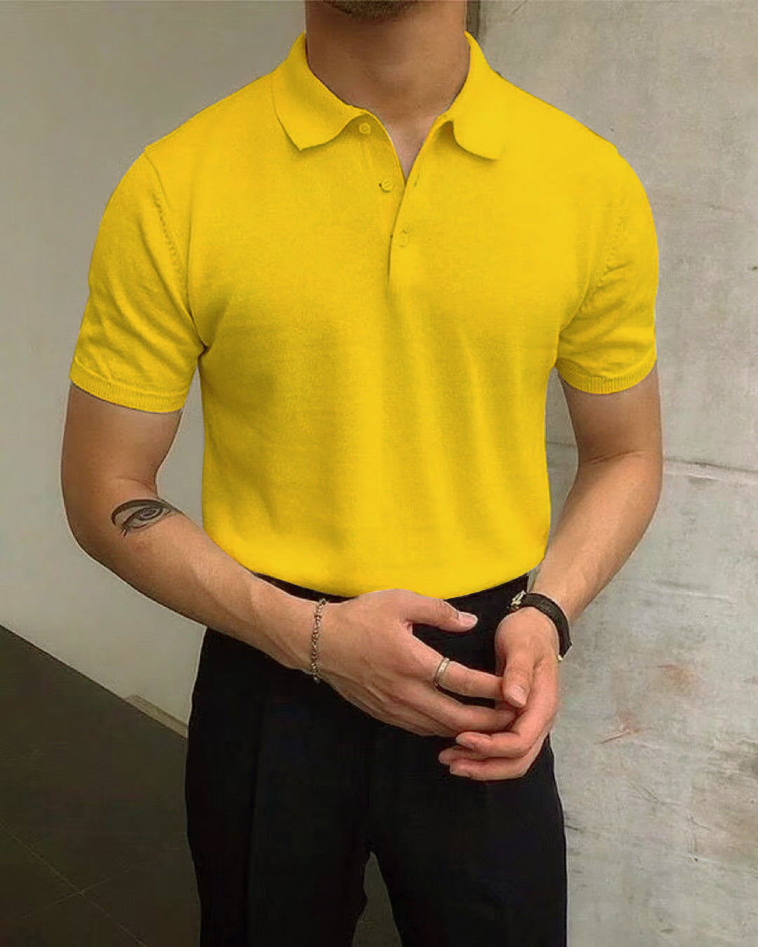 Men's Summer Lapels T-shirt Solid Color Casual - cas7m