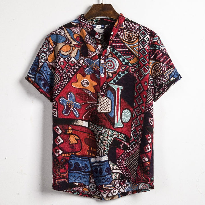 New Short-sleeved Linen Shirt For Men - cas7m