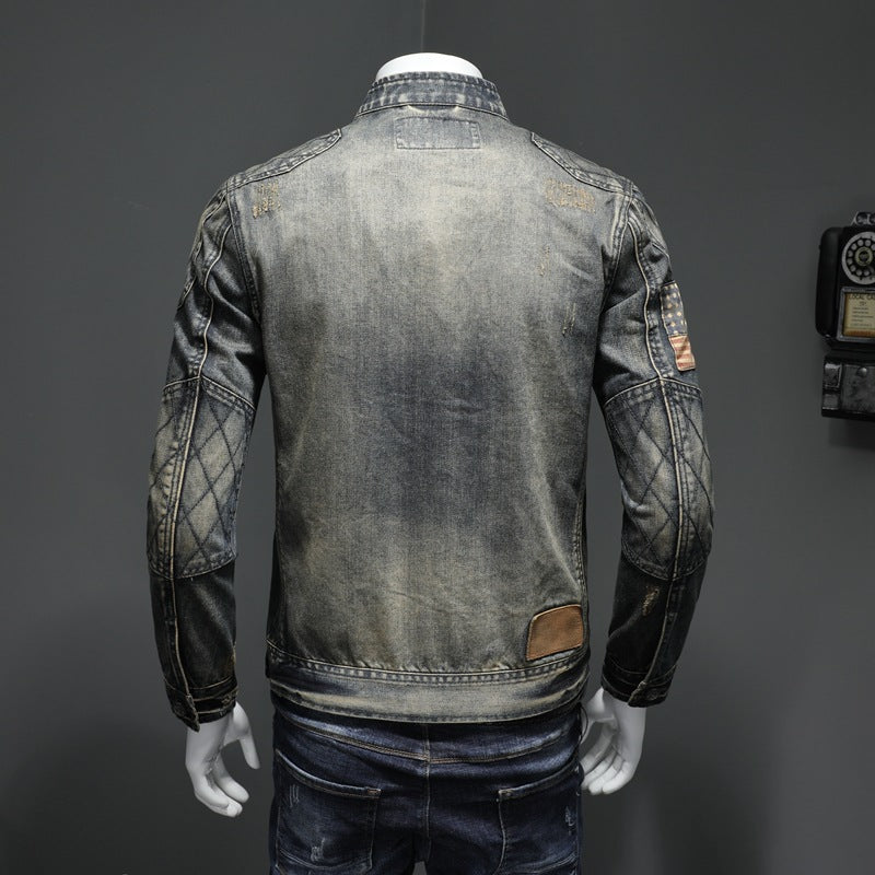 Men's Personalized Patch Denim Jacket - cas7m