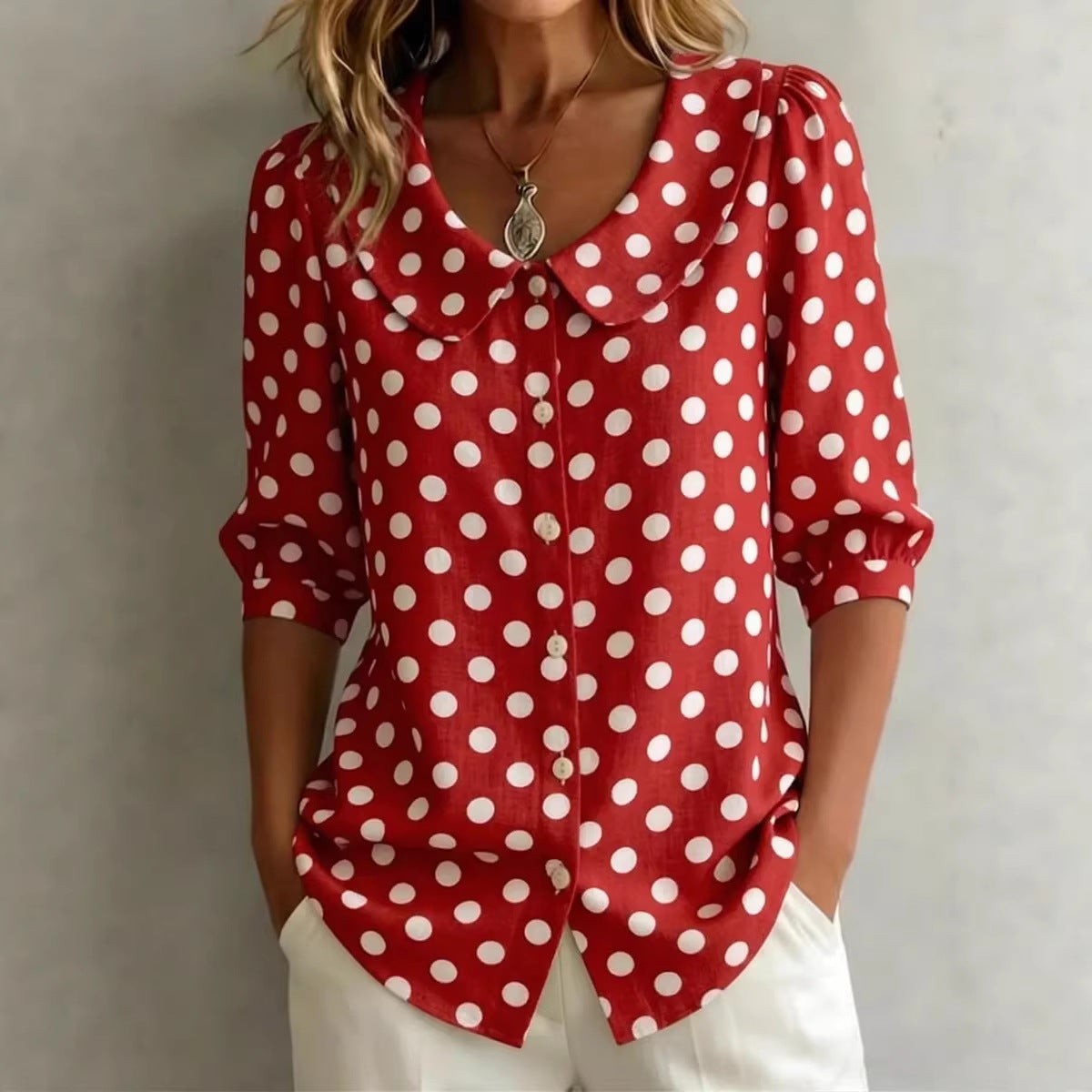 Retro Polka Dot Pattern Womens Shirt - cas7m