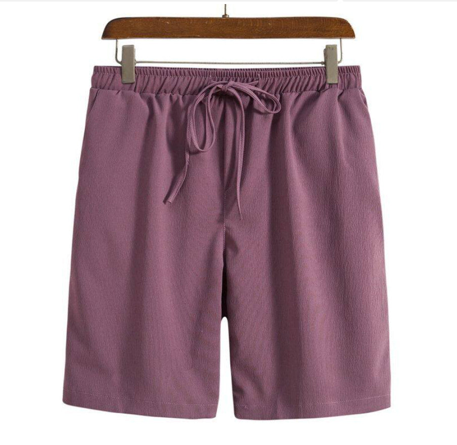 Cotton-linen Shorts Japanese-style Solid-color Casual Drawstring Beach Pants For Men - cas7m