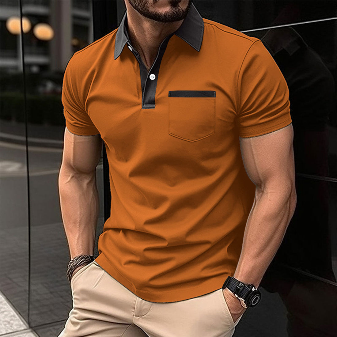 Slim Chest Pocket Short Sleeve Men - cas7m
