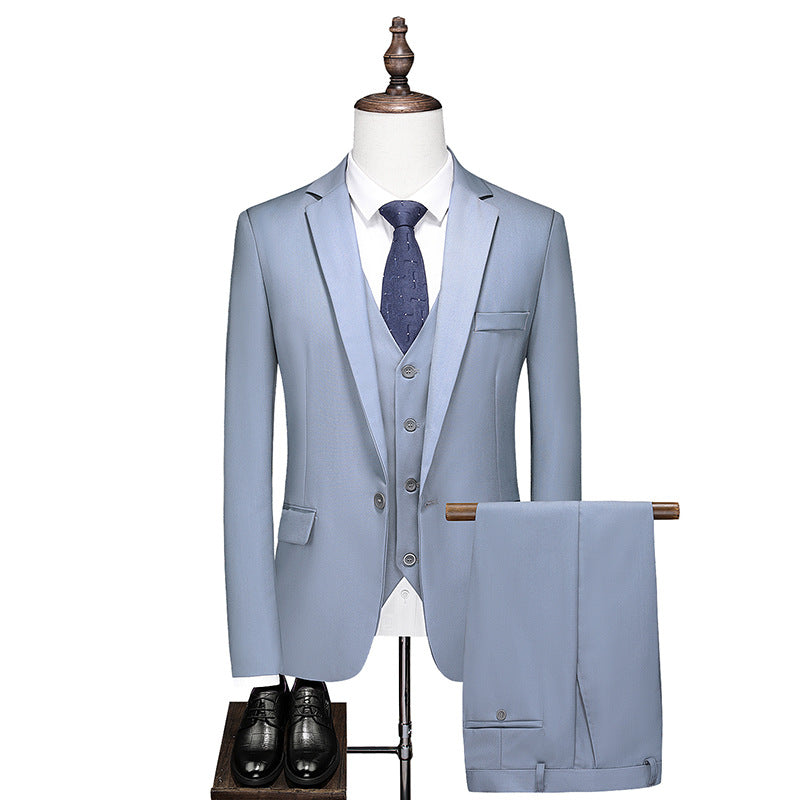 Business Leisure Solid Color Suit Suit Men's Business Suit - cas7m