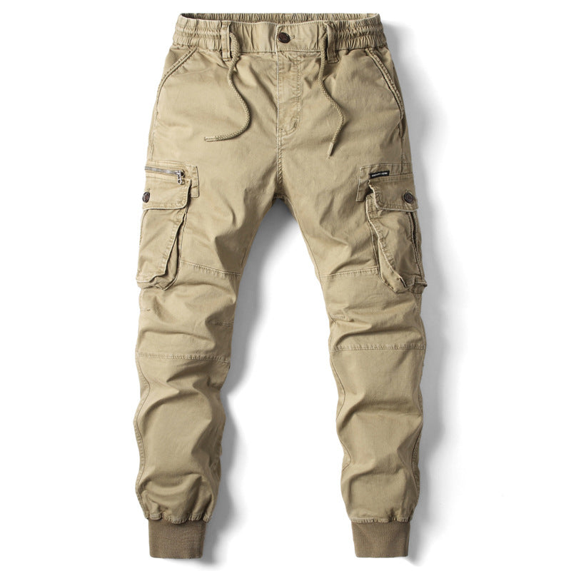 Solid Color Skinny Pants Multi-pocket Men's Working Pants - cas7m