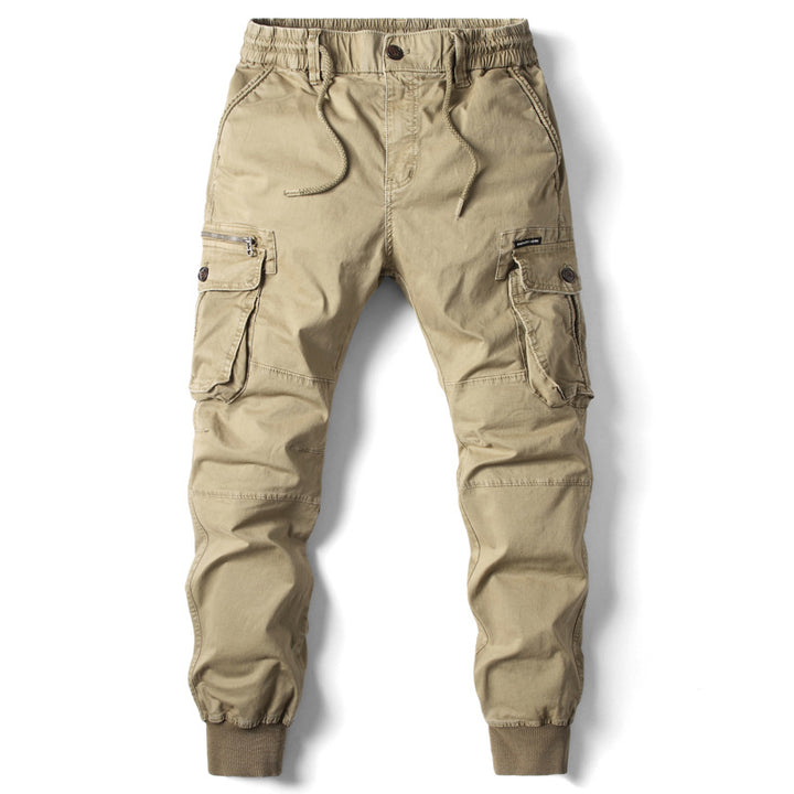Solid Color Skinny Pants Multi-pocket Men's Working Pants - cas7m