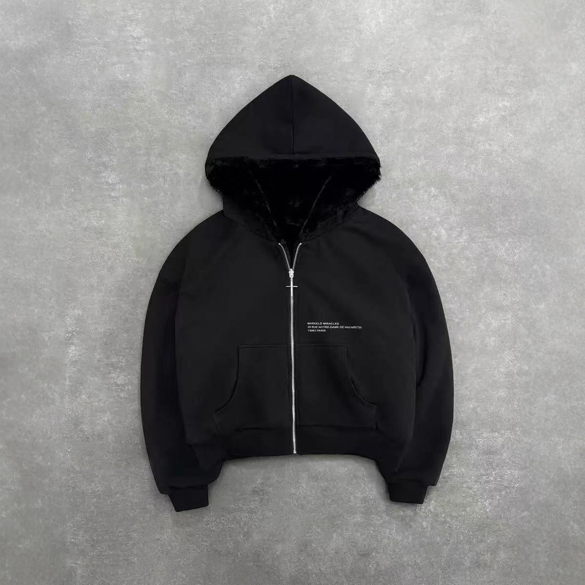 Hooded Hoodie Two Sides Can Wear Vintage Leopard Print Zipper Hoodie - cas7m