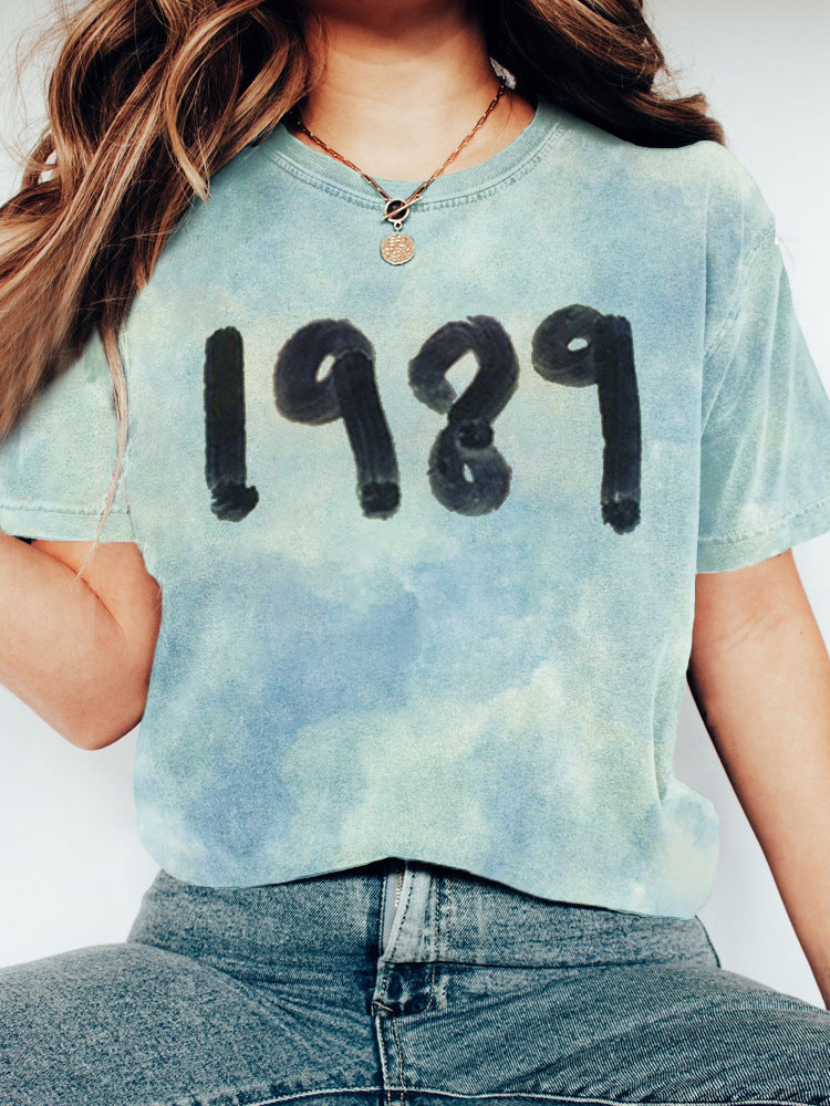 Women's Letter Casual Loose Short Sleeves Blouse - cas7m