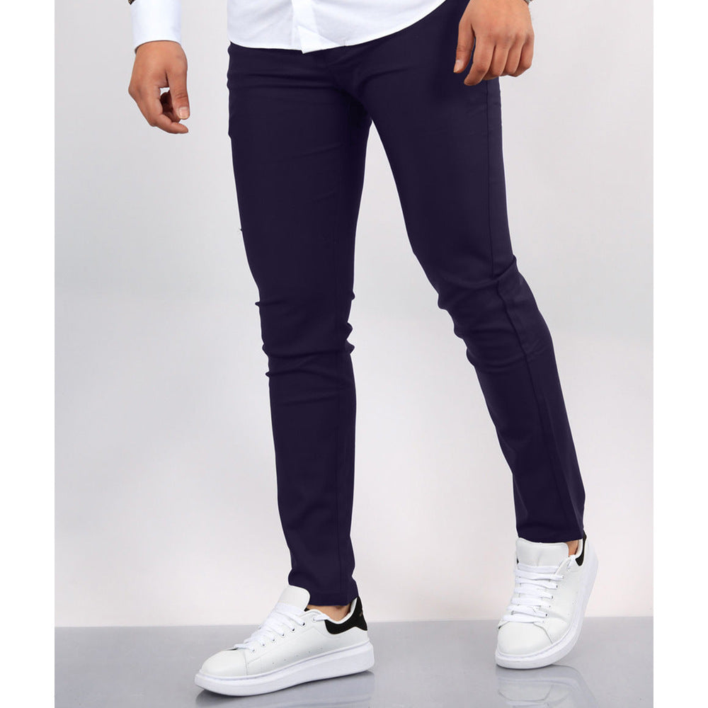 Men's Solid Color Faux Pocket Formal Casual Pants - cas7m