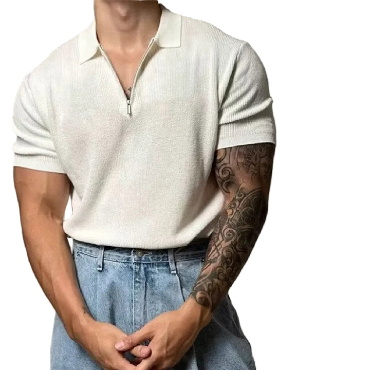 Men's Solid Color Casual Half Sleeve Bottoming Shirt - cas7m