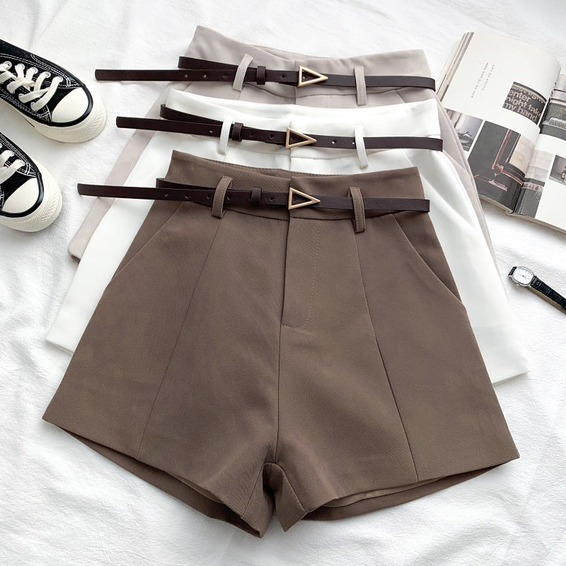 Fashion Versatile High Waist Slim Suit Shorts - cas7m