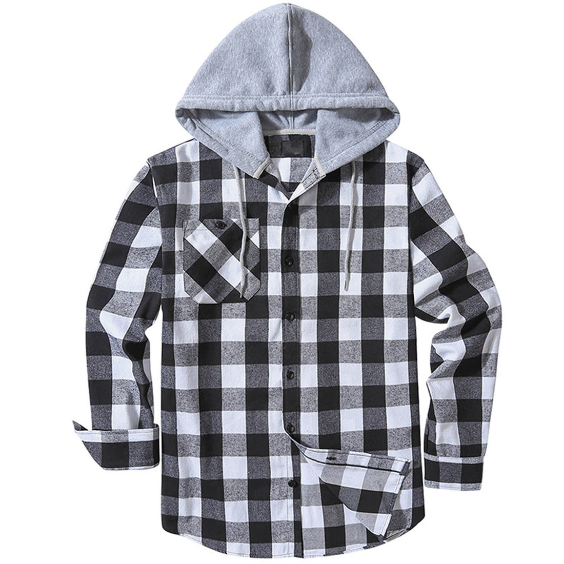 Hooded Plaid Shirt Men's Casual - cas7m