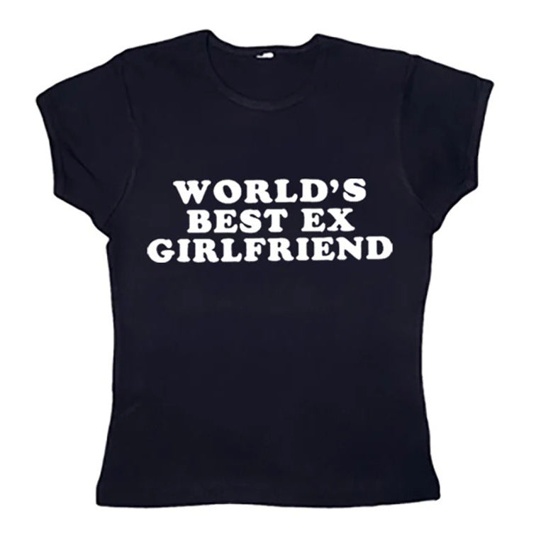 Letter Print Navel European And American Women's Clothing T-shirt - cas7m