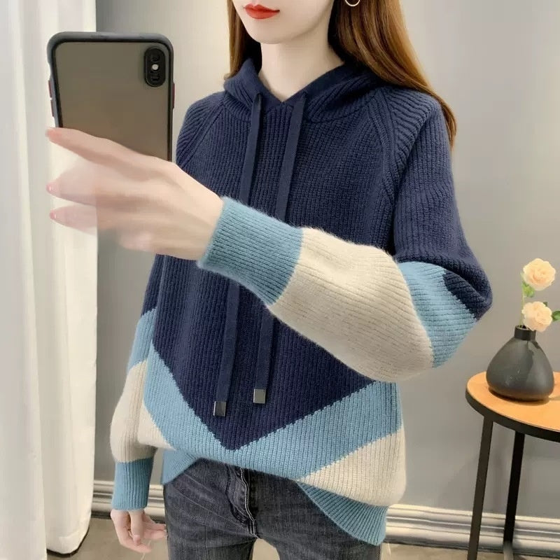 Stylish  Western-style Knitted Hoodie For Women - cas7m