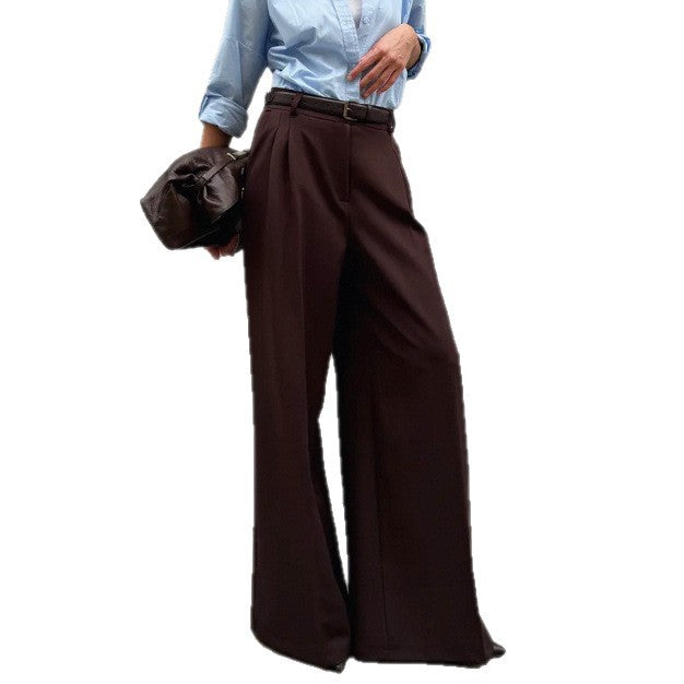 High Waist Mopping Commuter Draped Suit Pants - cas7m